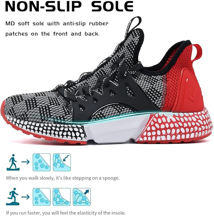 WETIKE Boy's Shoes Mesh Slip on Lightweight Running Sneakers