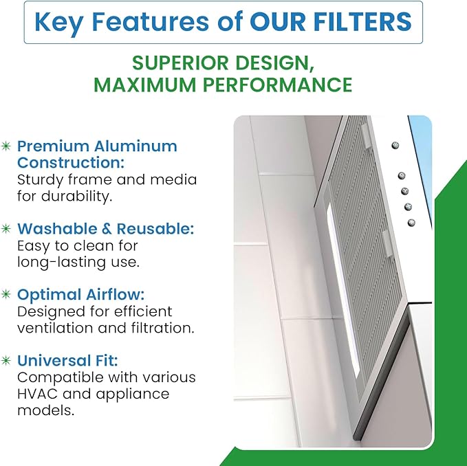 Filter Everything Replacement Aluminum Pre/Post Filter Compatible with Trion 123324-007, HE1400, MAX5-1400, IAQ1400, AirBear – 10-1/2” x 20” x 5/16” – 2-Pack