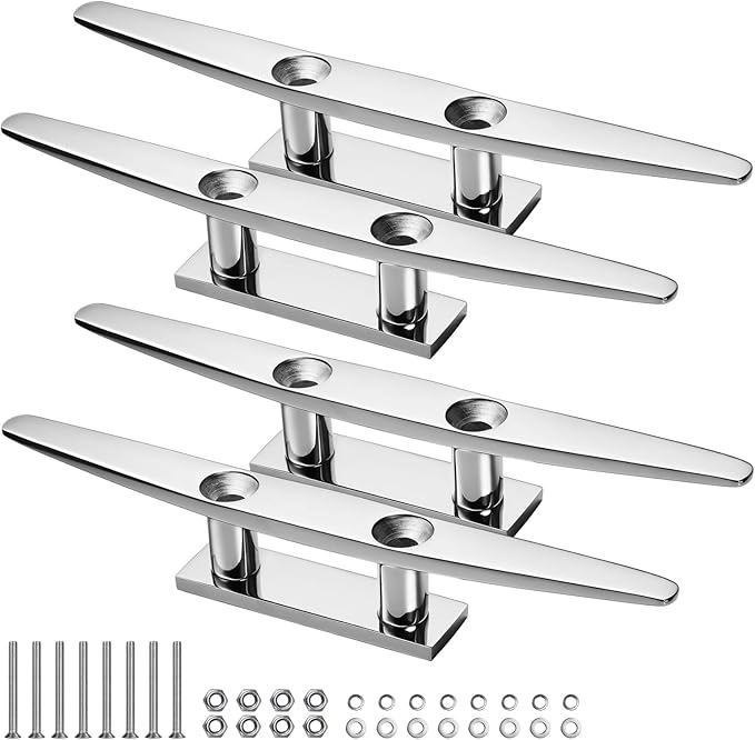 Boat Cleats Marine Grade 316 Stainless Steel Boat Mooring Cleat Pack of 4, Installation Accessories Included