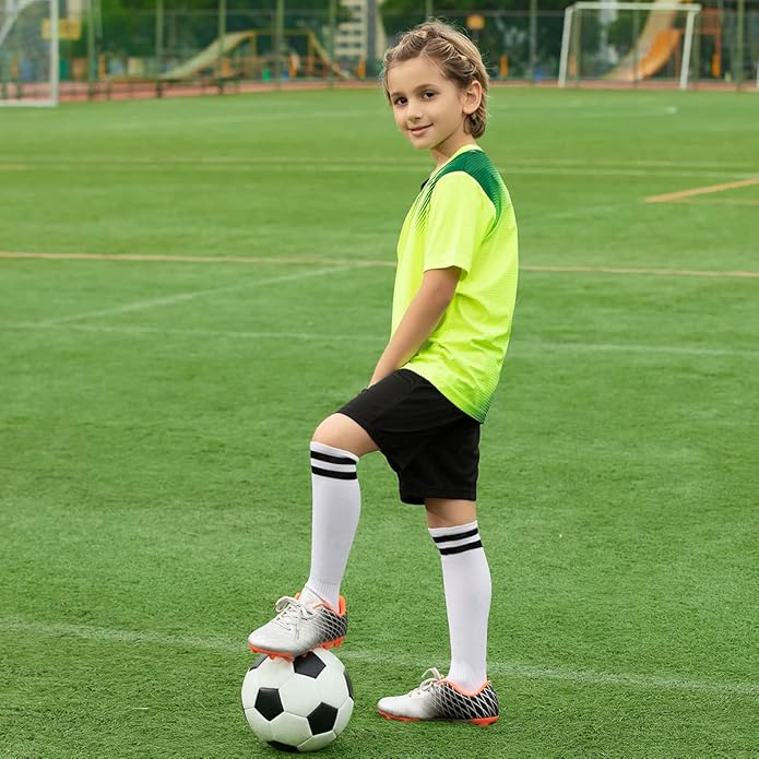 JABASIC Kids Outdoor Soccer Cleats Athletic Firm Ground Football Shoes