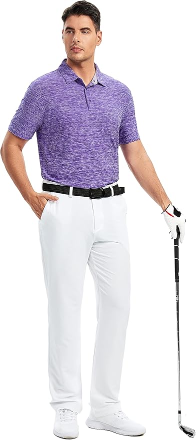 Damipow Premium Golf Shirts for Men Dry Fit Performance Polo Short Sleeve Collared Shirt