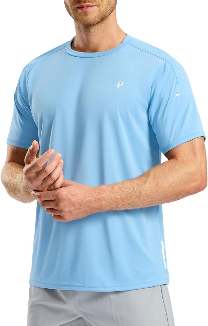 Pudolla Men's Workout Running T-Shirts Lightweight Quick Dry Athletic Gym Shirts for Men Short Sleeve Sport Tee Tops