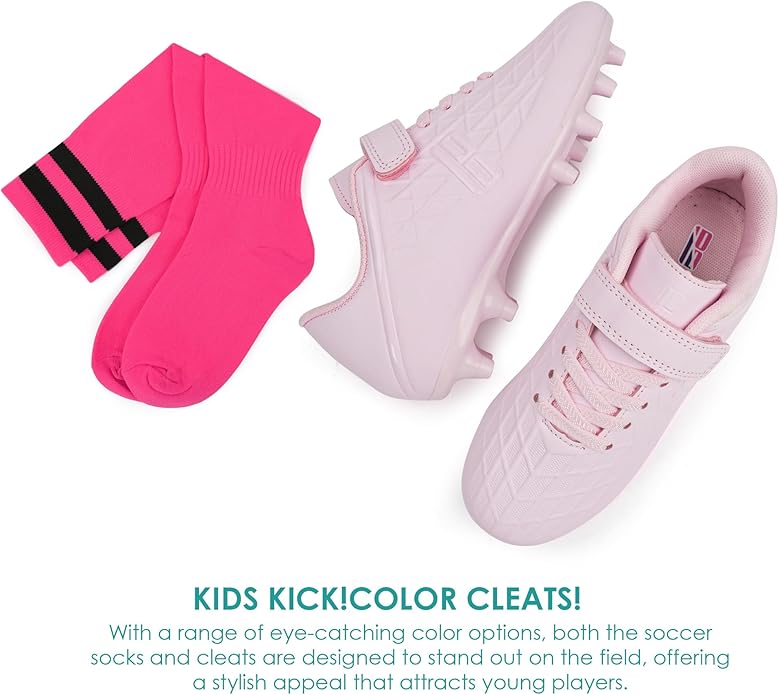 brooman Kids Firm Ground Soccer Cleats Boys Girls Football Cleats with Soccer Socks