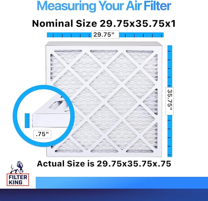 Filter King Air Filters 29.75x31.75x1 | 3-PACK | MERV 8 HVAC Pleated AC Furnace Filters | Actual Size 29.75 x 31.75 x .75