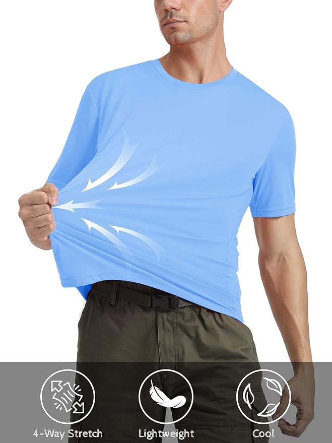 MAGCOMSEN Men's Short Sleeve UPF 50+ T-Shirt Quick Dry Rash Guard Athletic Running Swim Top Tee Performance Water Shirts