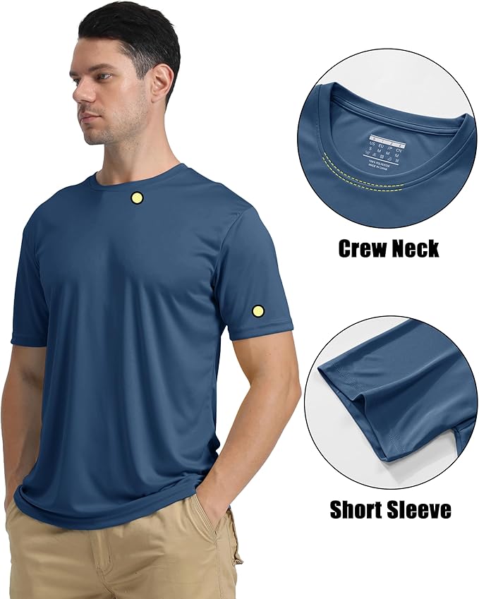 KEFITEVD Men's Short Sleeve UPF 50+ Sun Protection Shirts Quick Dry Rashguard Swim Shirt SPF Workout Fishing Athletic T-Shirt