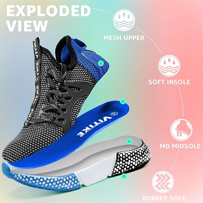WETIKE Boy's Shoes Mesh Slip on Lightweight Running Sneakers