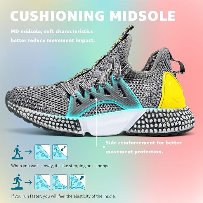 WETIKE Boy's Shoes Mesh Slip on Lightweight Running Sneakers