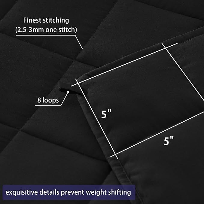 yescool Weighted Blanket for Adults (12 lbs, 60" x 80", Black) Cooling Heavy Blanket for Sleeping Perfect for 110-130 lbs, Queen Size Breathable Blanket with Premium Glass Bead, Machine Washable