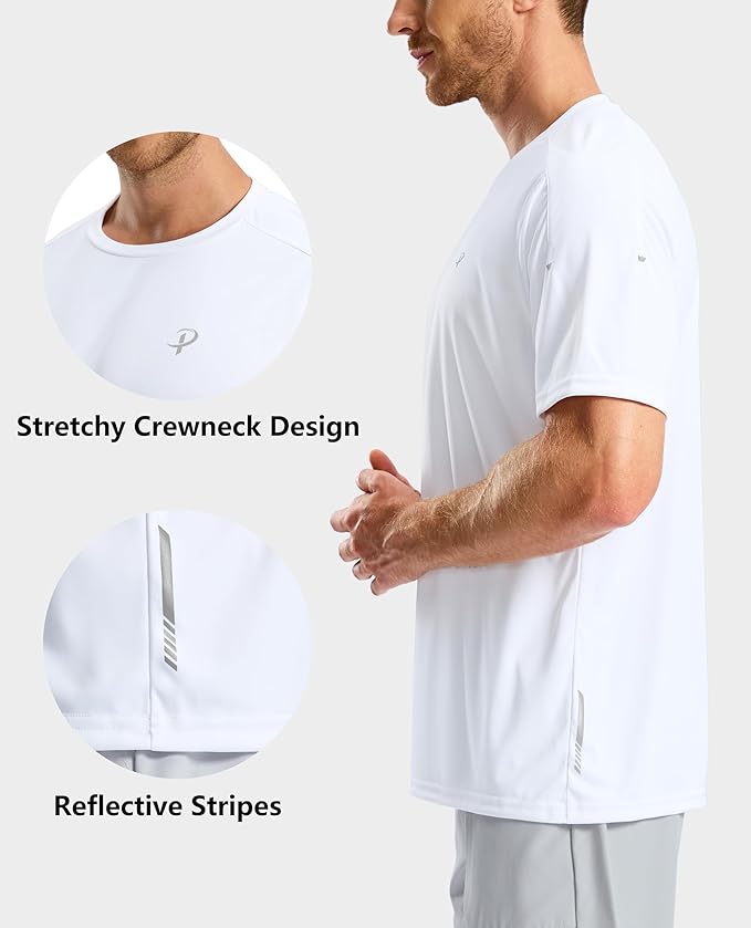 Pudolla Men's Workout Running T-Shirts Lightweight Quick Dry Athletic Gym Shirts for Men Short Sleeve Sport Tee Tops