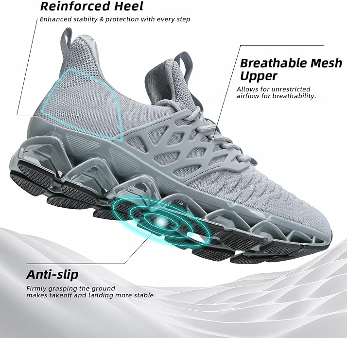 Men's Slip on Walking Running Shoes Blade Tennis Casual Fashion Sneakers Comfort Non Slip Work Sport Athletic Trainer