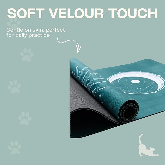 Yoga Mat 5mm Non Slip Suede & TPE - Eco-Friendly Fitness & Exercise Mat for Home Gym, Pilates, Hot Yoga, and Meditation - Lightweight Durable 72 x 24 inch Workout Mat for Women & Men