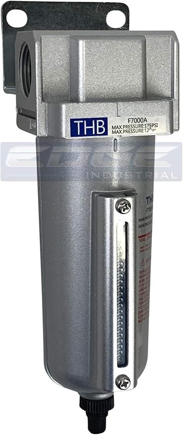 HEAVY DUTY HIGH FLOW COMPRESSED AIR IN-LINE PARTICULATE FILTER WITH METAL BOWL, 3/4" NPT PORTS, 140 CFM, VISIBLE SIGHT GLASS, 5 MICRON ELEMENT