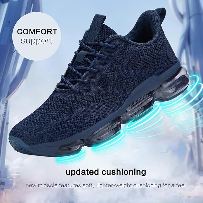 Mens Running Shoes Air Low Top Comfort Walking Lace Up Sneakers Breathable Fashion Tennis Sport Gym Fitness Cross Trainers