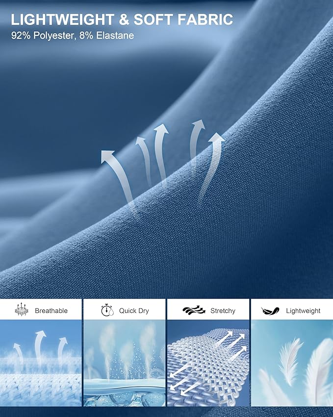 Pudolla Men's Casual Shorts 7"/9" Lightweight Golf Shorts with 3 Pockets Stretch Quick Dry Comfy Work Shorts