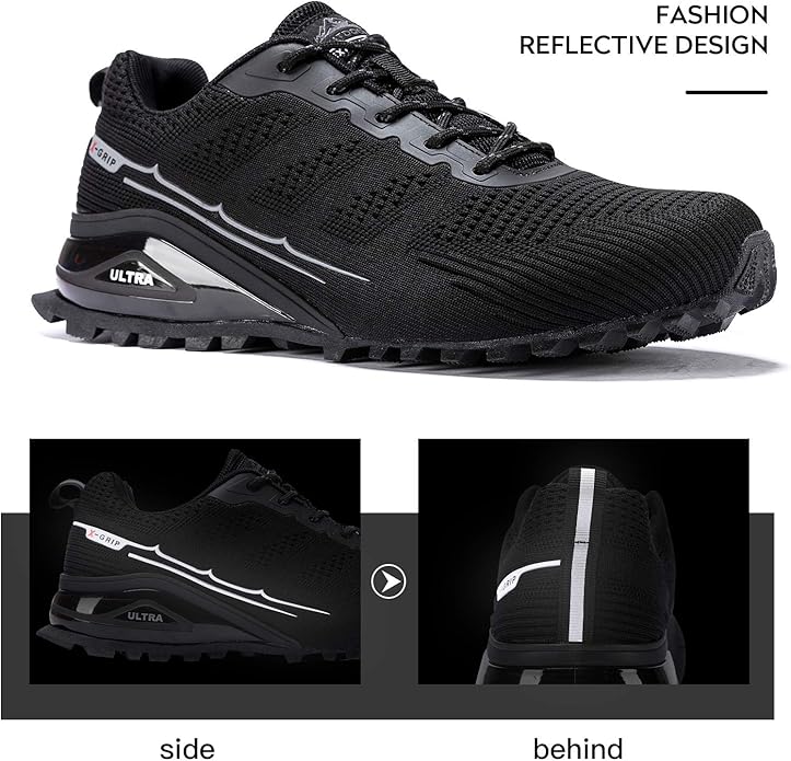 Kricely Men's Trail Running Shoes Fashion Walking Hiking Sneakers for Men Tennis Cross Training Shoe Outdoor Snearker Mens Casual Workout Footwear