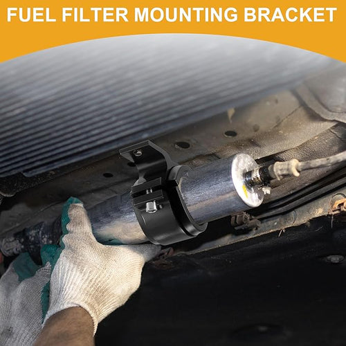 1pcs 58mm Universal Fuel Filter Mounting Bracket - Car Fuel Pump Clamp Holder - Aluminum Alloy Black