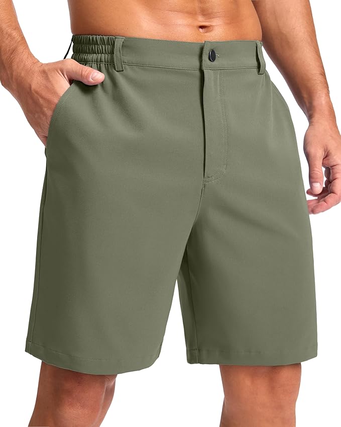 Pudolla Men's Casual Shorts 7"/9" Lightweight Golf Shorts with 3 Pockets Stretch Quick Dry Comfy Work Shorts