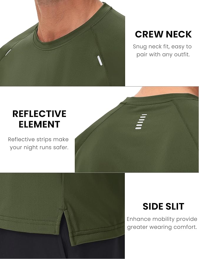 MAGCOMSEN Men's Dry Fit Shirts Mesh Short Sleeve Athletic Lightweight Workout Performance Hiking Shirt