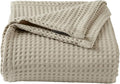 100% Cotton Waffle Weave Bed Blanket | Soft, Breathable, and Lightweight Blanket for All-Season | Perfect for Layering | Brielle Collection (Full/Queen, Linen)