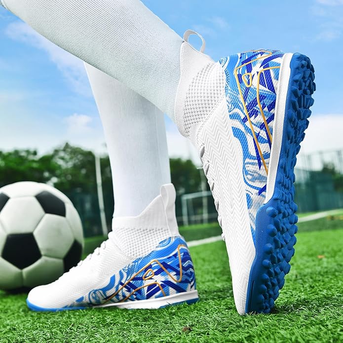 Indoor Soccer Cleats Mens Womens Turf Soccer Cleats Wide Socer Shoes FG AG TF High Ankle Football Boots