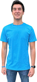 Men's Short Sleeve Crewneck T-Shirt 100% Cotton - Classic Colors - Breathable Mesh Fabric - Ideal for Sports & Everyday Wear