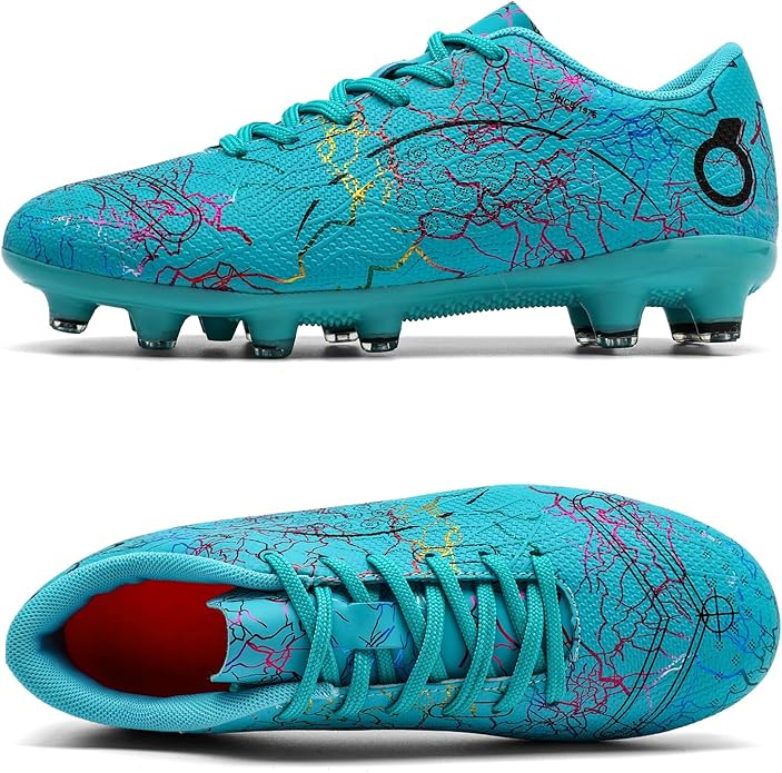Boys' Soccer Shoes Kids Firm Ground Soccer Cleats Girls Athletic Sneakers Outdoor Turf Football Shoes for Little/Big Kid