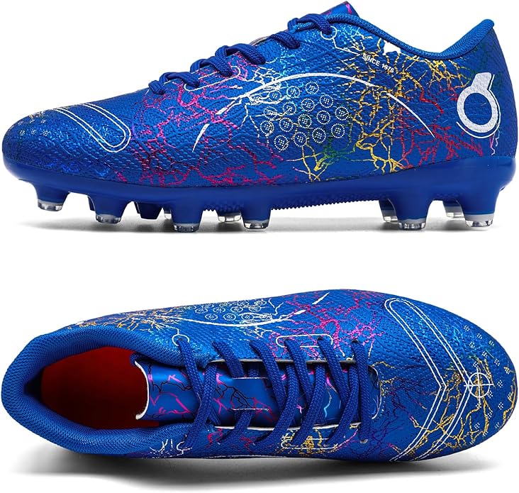 Boys' Soccer Shoes Kids Firm Ground Soccer Cleats Girls Athletic Sneakers Outdoor Turf Football Shoes for Little/Big Kid