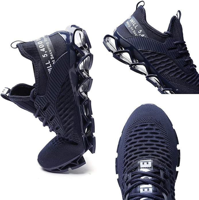 Vooncosir Men's Fashion Sneakers Breathable Mesh Running Shoes Blade Non Slip Soft Sole Casual Athletic Walking Shoes