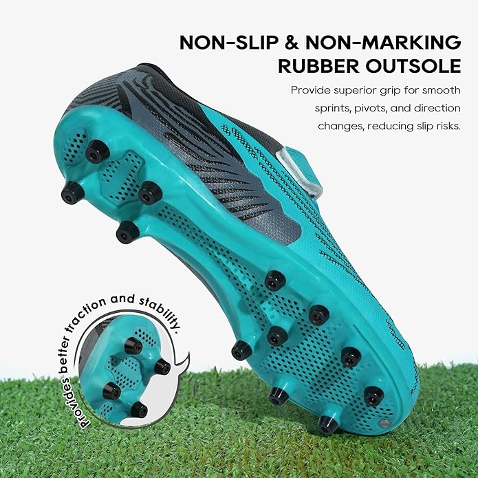 brooman Kids Firm Ground Soccer Cleats Boys Girls Athletic Football Shoes