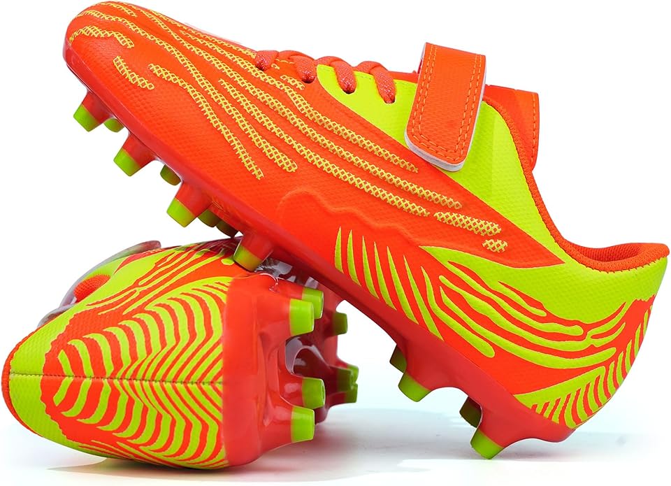 brooman Kids Firm Ground Soccer Cleats Boys Girls Athletic Football Shoes