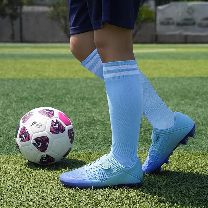 brooman Kids Firm Ground Soccer Cleats Boys Girls Football Cleats with Soccer Socks