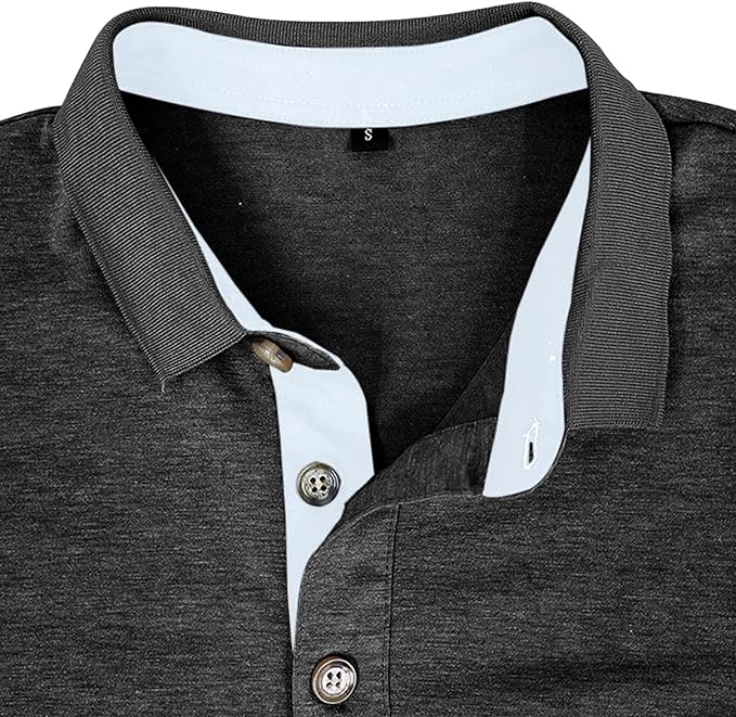 SEGANUP Men's Fashion Polo Shirts Short Sleeve Casual Cotton Golf Shirts Moisture Wicking Polo Shirt with Pocket