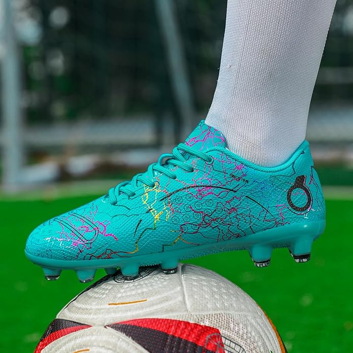 Boys' Soccer Shoes Kids Firm Ground Soccer Cleats Girls Athletic Sneakers Outdoor Turf Football Shoes for Little/Big Kid