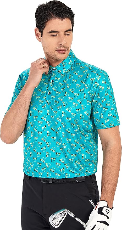 WARHORSEE Golf Polo Shirts for Men Short Sleeve Wrinkle Free 4 Way Stretch Moisture Wicking Performance Collared Tshirts