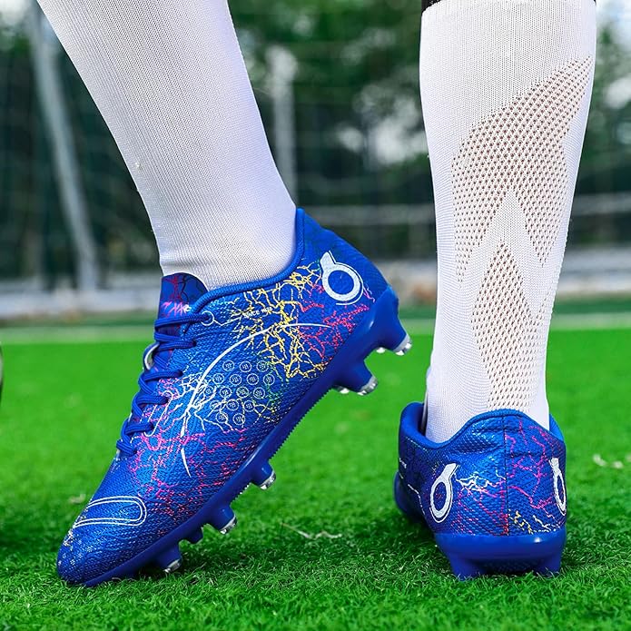 Boys' Soccer Shoes Kids Firm Ground Soccer Cleats Girls Athletic Sneakers Outdoor Turf Football Shoes for Little/Big Kid