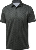Golf Shirts for Men - Moisture Wicking Short Sleeve Performance Sport Casual Striped Collared Mens Polo Shirt