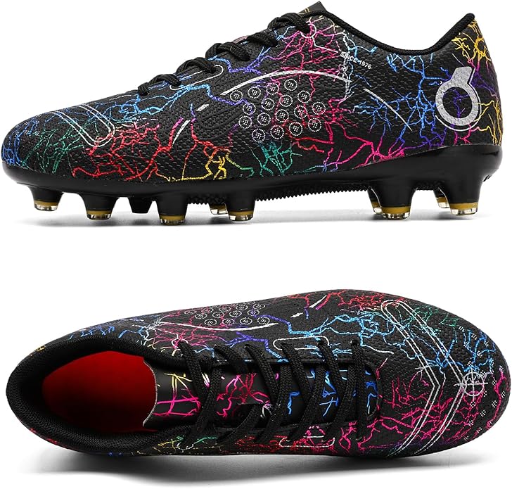 Boys' Soccer Shoes Kids Firm Ground Soccer Cleats Girls Athletic Sneakers Outdoor Turf Football Shoes for Little/Big Kid
