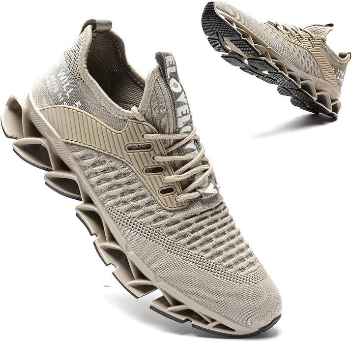 Vooncosir Men's Fashion Sneakers Breathable Mesh Running Shoes Blade Non Slip Soft Sole Casual Athletic Walking Shoes