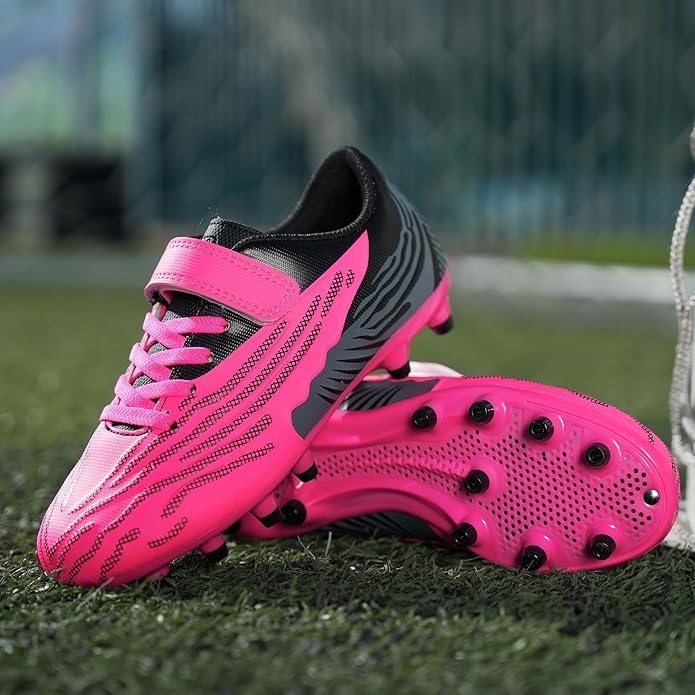 brooman Kids Firm Ground Soccer Cleats Boys Girls Athletic Football Shoes