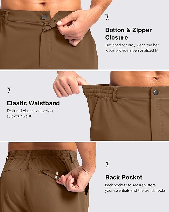 Pudolla Men's Casual Shorts 7"/9" Lightweight Golf Shorts with 3 Pockets Stretch Quick Dry Comfy Work Shorts