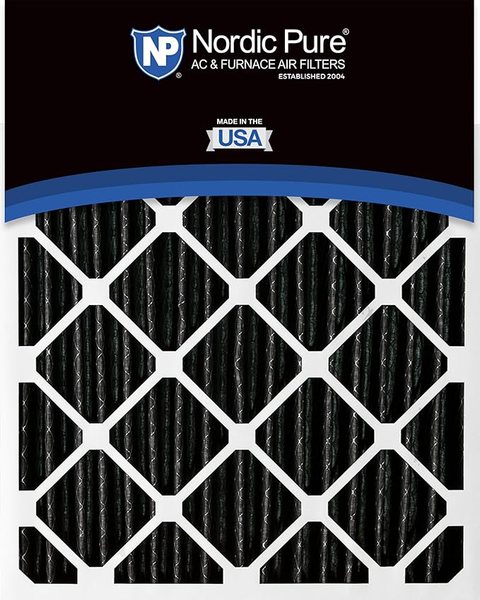 Nordic Pure 16x25x4 (Actual Size: 15 1/2 x 24 1/2 x 3 5/8) Pleated Air Filter MERV 12 Pleated + Carbon 2 Pack