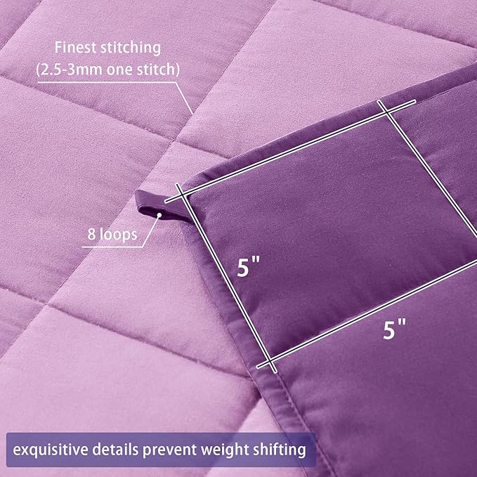 yescool Weighted Blanket for Adults (18 lbs, 60" x 80", Purple) Cooling Heavy Blanket for Sleeping Perfect for 110-130 lbs, Queen Size Breathable Blanket with Premium Glass Bead, Machine Washable