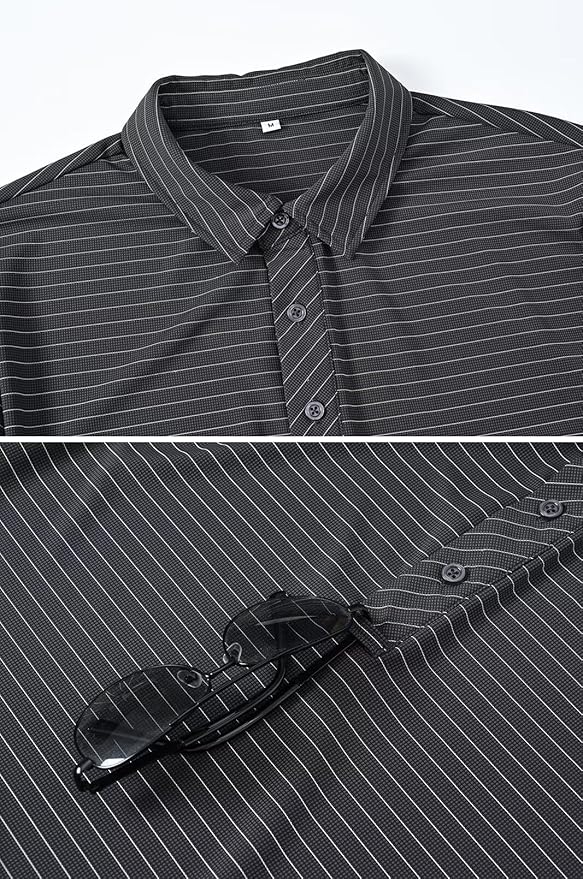 Tyhengta Men's Striped Shirt Short Sleeve Golf Polo Shirts