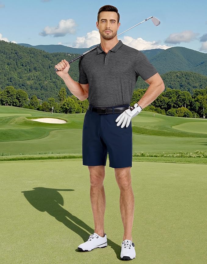 Pioneer Camp Men's Golf Shirt UPF 50+ Quick Dry Polo Shirts Short Sleeve Moisture Wicking Performance Tees Collar Work Shirts