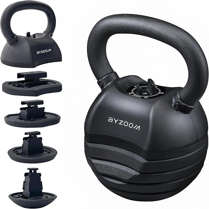 Adjustable Kettlebell 30lb Weight Training Fitness Exercise Full Body Workout 5 in 1 for Home Gym Beginners Woman