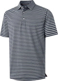 M MAELREG Golf Shirts for Men Short Sleeve Dry Fit Casual Striped Performance Moisture Wicking Collared Mens Polo Shirts