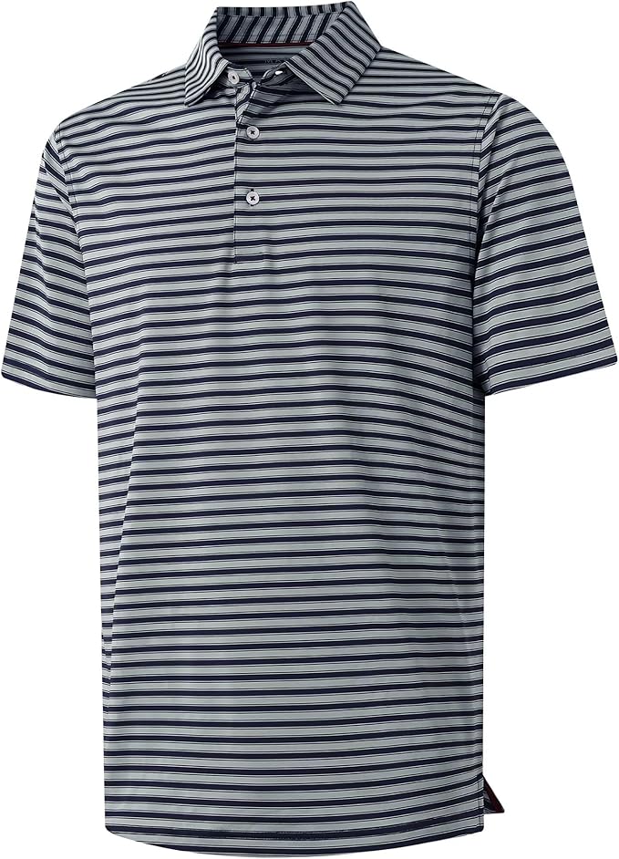 M MAELREG Golf Shirts for Men Short Sleeve Dry Fit Casual Striped Performance Moisture Wicking Collared Mens Polo Shirts
