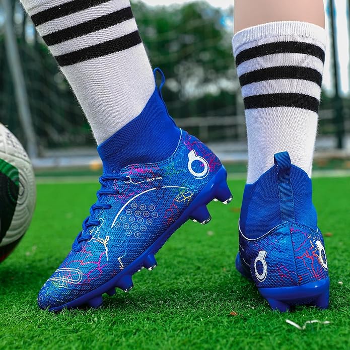 Boys' Soccer Shoes Kids Firm Ground Soccer Cleats Girls Athletic Sneakers Outdoor Turf Football Shoes for Little/Big Kid