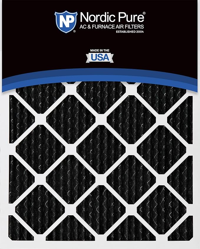 Nordic Pure 18x18x1 (Actual Size: 17 3/4 x 17 3/4 x 3/4) Pure Carbon Pleated Odor Reduction Furnace Air Filters 6 Pack